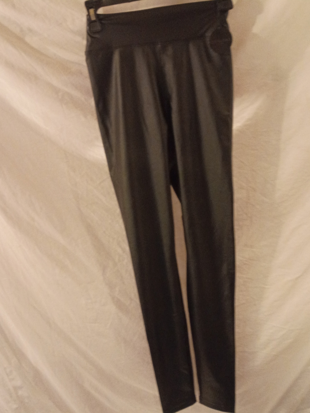 Faux Leather Black Leggings - Sleek Women's Ponte-Look Leggings NWT